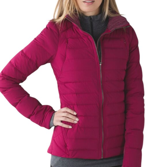 Lululemon Fluffed Up Down Filled Winter Puffer Jacket Berry Rumble Red 4 - Picture 1 of 10